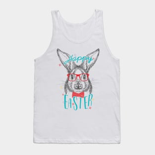 Cute Happy Easter egg geek rabbit Tank Top